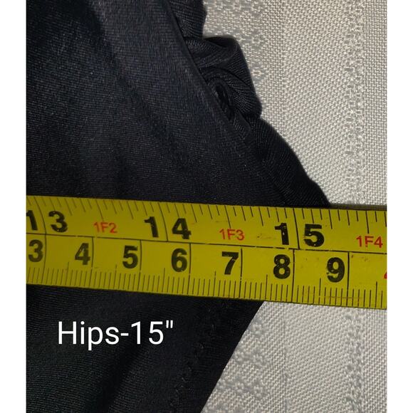 Bloomin Jelly Swimsuit LARGE Tiered Flutter Sleeves Ruching Turquoise Black NWT - Picture 15 of 16